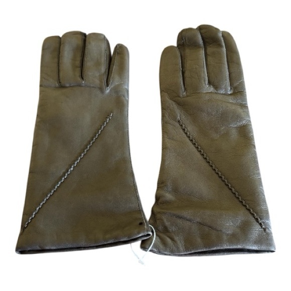 Ariston Italia NWOT women’s black leather gloves size 7 1/2 cashmere/wool lined - Picture 3 of 11